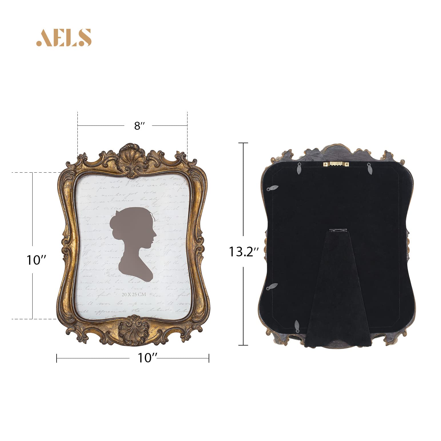 Aels 5X7/8X10 Inch Vintage Picture Frame, Elegant Antique Photo Frames With Glass Front, Photo Display, Tabletop Wall Hanging, G
