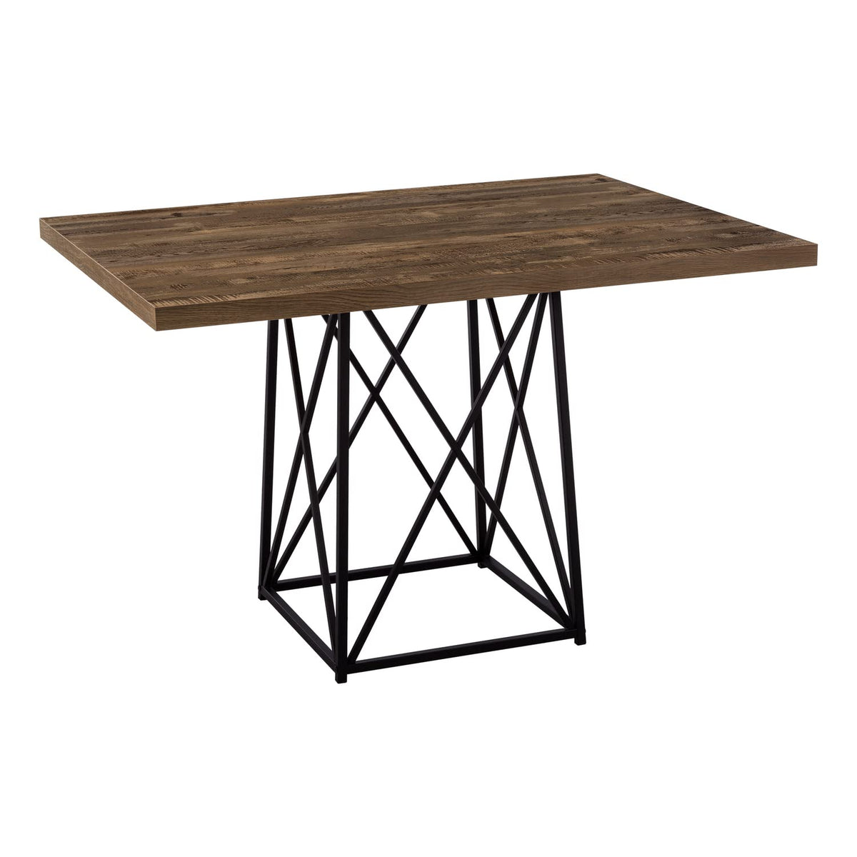 Monarch Specialties Dining Table Metal, 36' x 48', Brown Reclaimed Wood-Look/Black Base