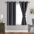 Jiuzhen Blackout Curtains With Tiebacks - Thermal Insulated, Light Blocking And Noise Reducing Grommet Curtain Drapes For Bedroom And Living Room, Set Of 2 Panels, 38 X 45 Inch Length, Dark Grey
