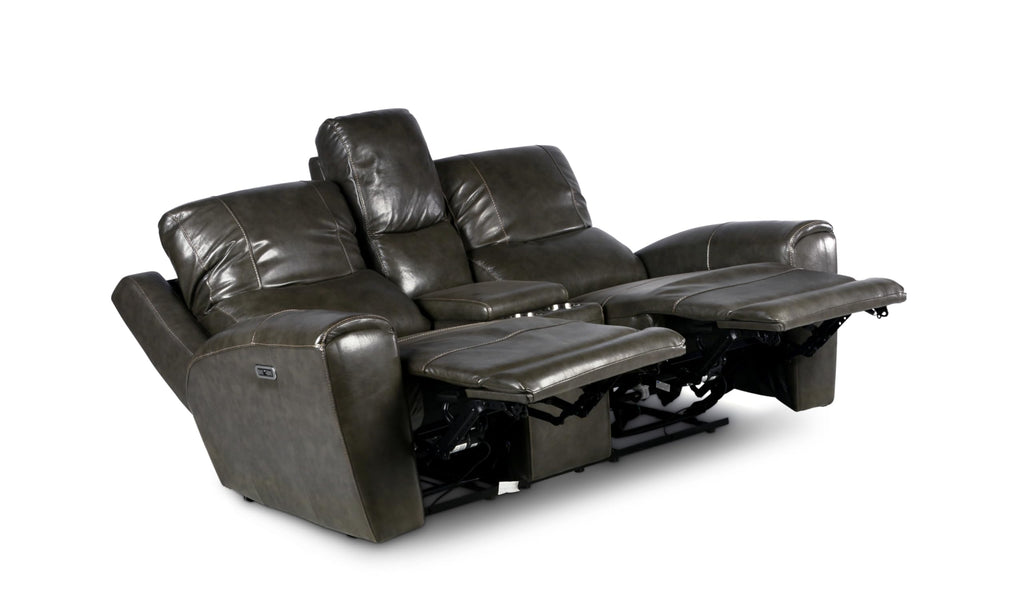 Steve Silver Laurel Leather Reclining Loveseat, Contemporary Styling, Power Articulating Headrest, Gray Love Seats