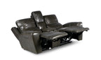 Steve Silver Laurel Leather Reclining Loveseat, Contemporary Styling, Power Articulating Headrest, Gray Love Seats