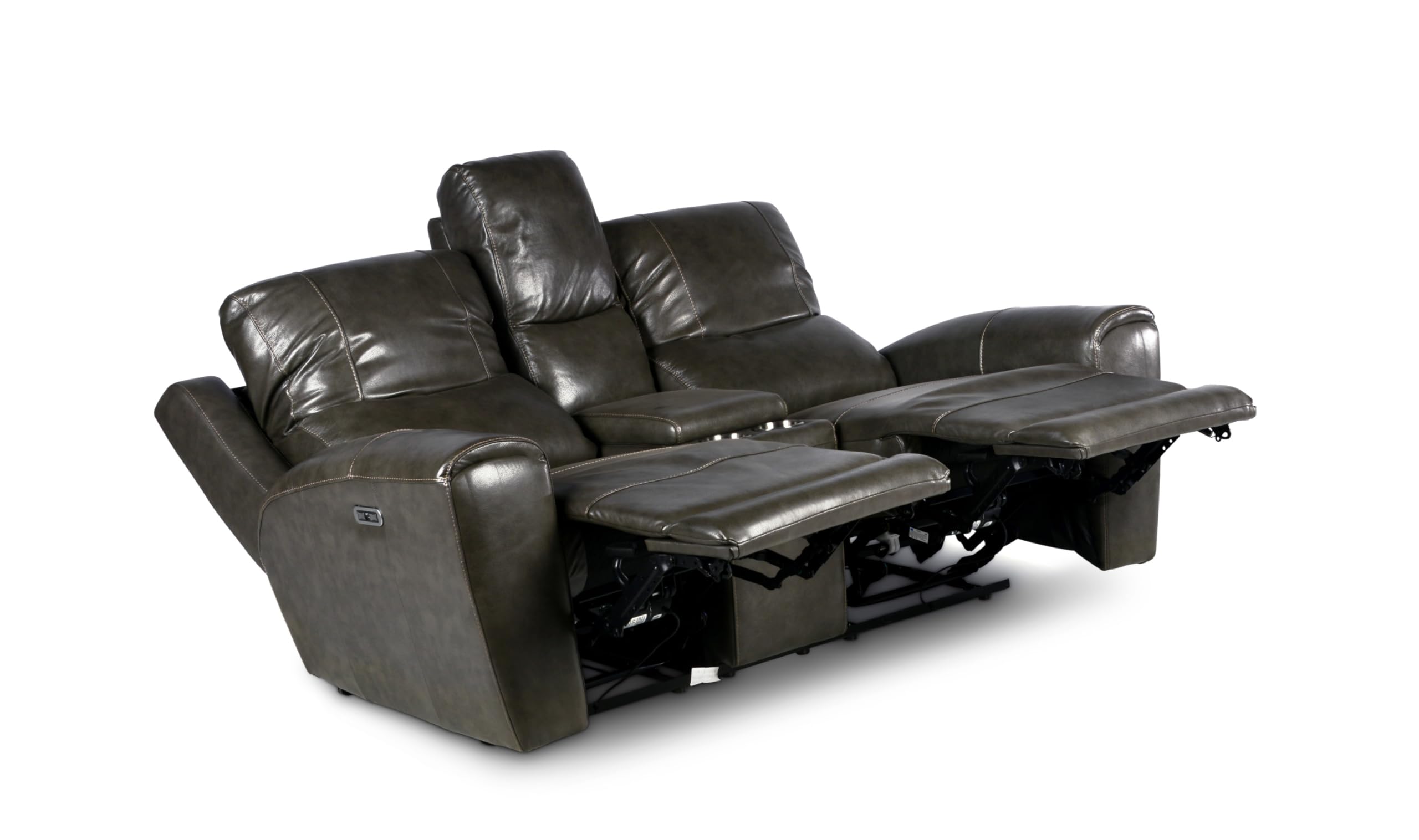 Steve Silver Laurel Leather Reclining Loveseat, Contemporary Styling, Power Articulating Headrest, Gray Love Seats