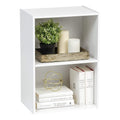 . 29610 2 Tier Cube Bookcase, White Wooden Shelving Display Storage Unit Office Living Room Furniture/Office Organizer/Book case