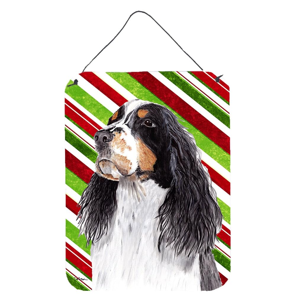 Caroline's Treasures SC9321DS1216 Springer Spaniel Candy Cane Holiday Christmas Wall or Door Hanging Prints Aluminum Metal Sign 