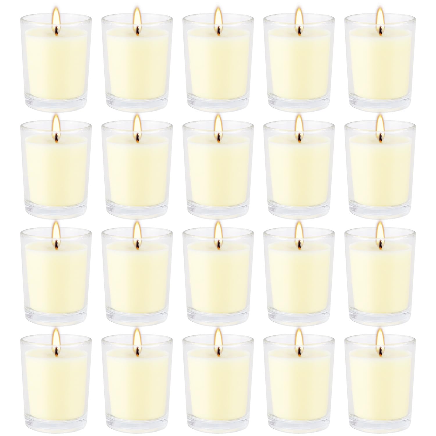 Set of 20 x 2.0 oz Votive Citronella Candles in Glass Cup Decorative Candle Yellow Citronella Tea Lights Indoor Outdoor Patio Sc