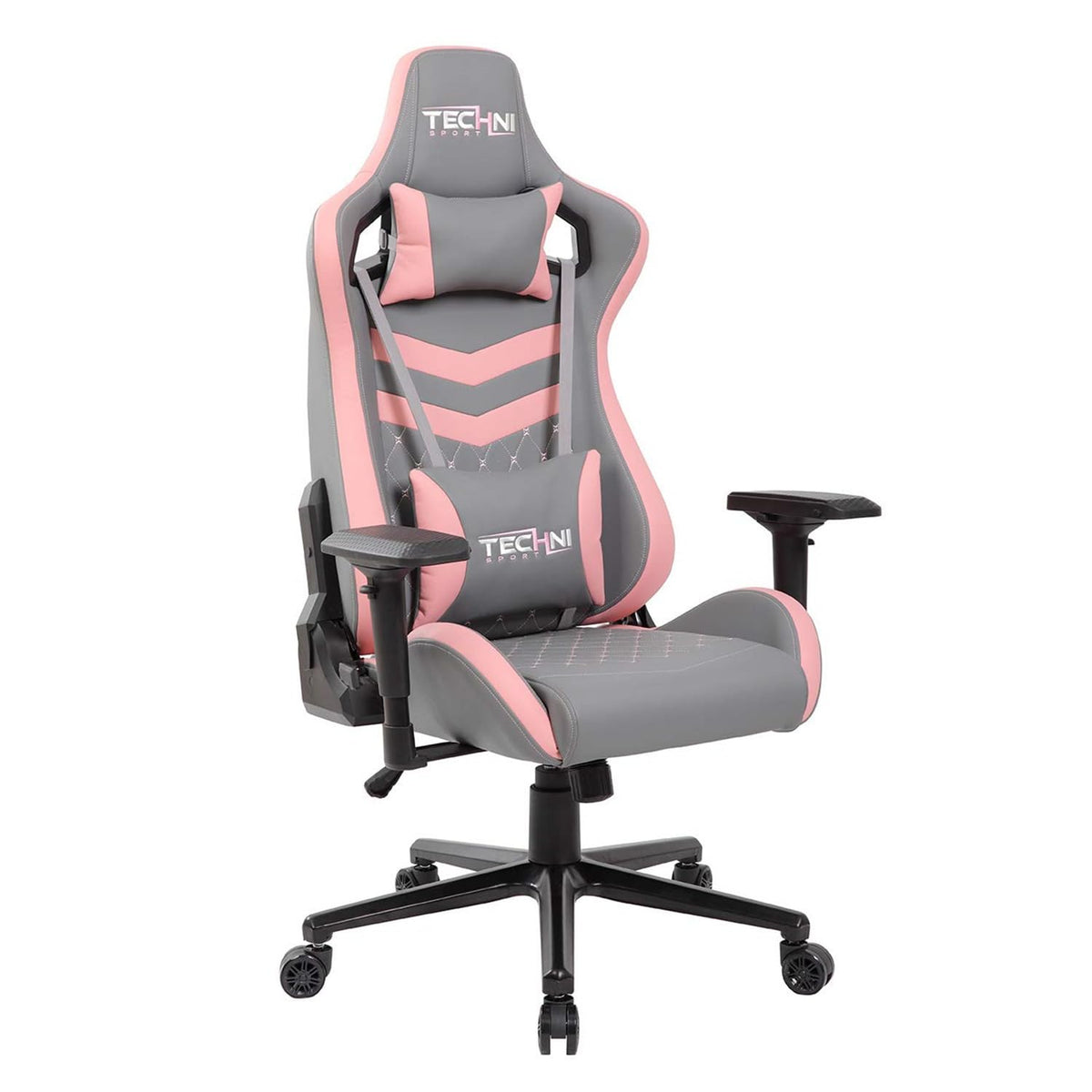 Techni Sport Ergonomic High Back Racer Style Pc Gaming Chair Gray/Pink