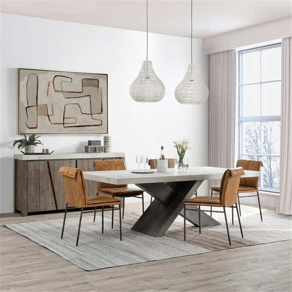 Kosas Home Durant 84" Transitional Wood Dining Table in Antique White