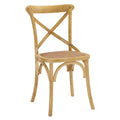 Modway Gear Rustic Modern Farmhouse Elm Wood Rattan Dining Chair in Natural