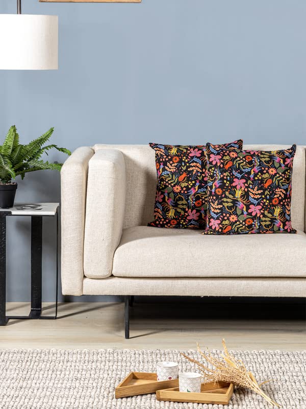Contrast Living Stella Cotton Printed Cushion Cover 20X20 Inch | Pack Of 2 Pcs Cushions|Cushion Cases For Sofa, Chair | (20X20 I