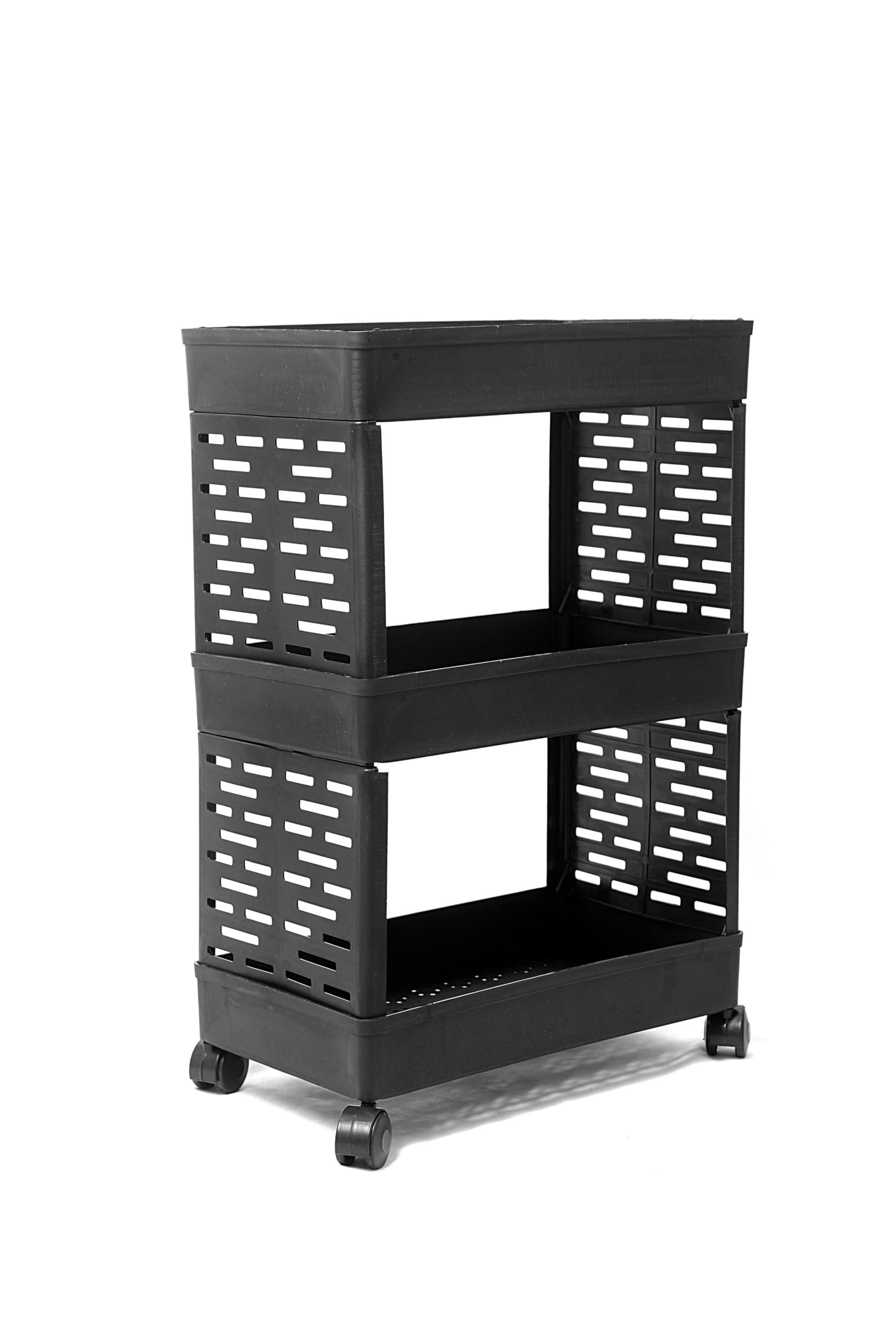 Fufudada _Black Plastic 3Tier Kitchen Stand | Vegetable, Fruit, Onion & Potato Organizer For Home Storage