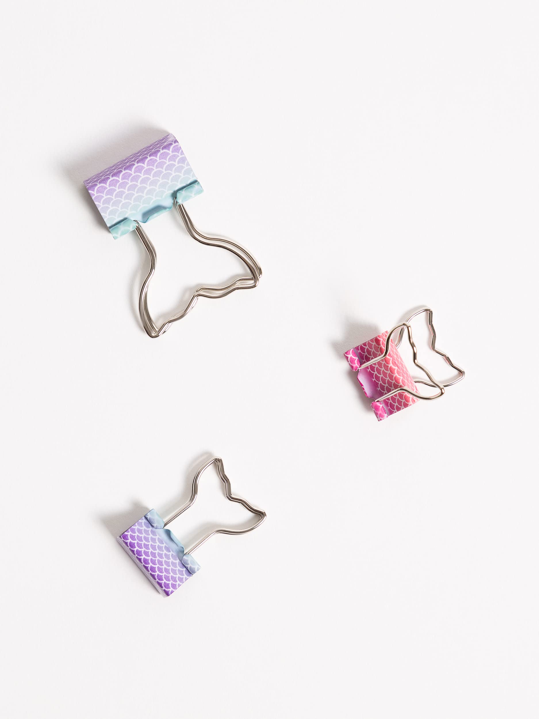 U Brands Mermaid Tail Binder Clips, Office Supplies, Assorted Colors, 8 Count