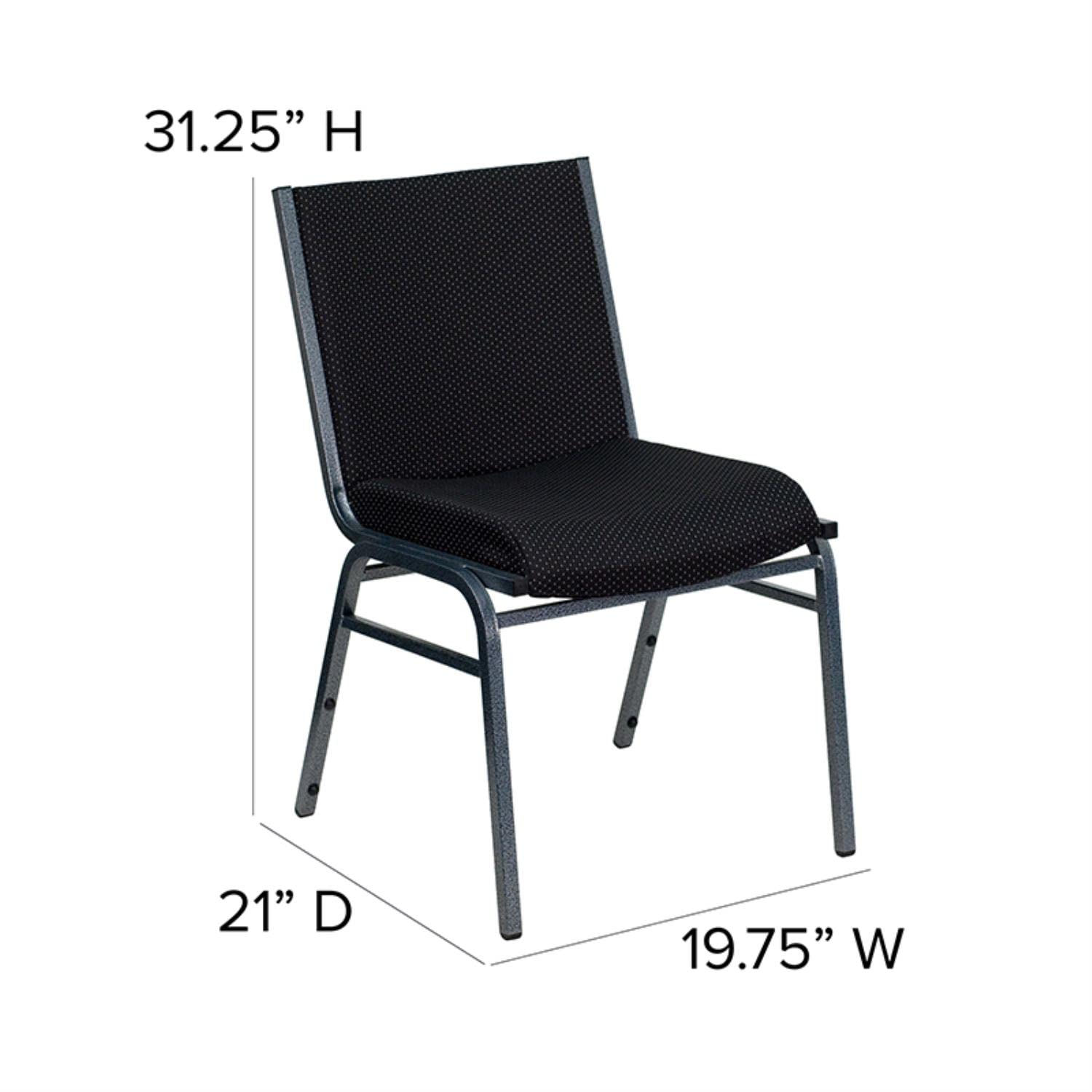 Flash Furniture HERCULES Series Heavy Duty Black Dot Fabric Stack Chair with Ganging Bracket