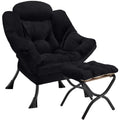 Congermom Lazy Chair With Folding Ottoman Modern Large Accent Chair,Contemporary Lounge Leisure Sofa Chair With Armrests Upholst