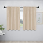 Easy-Going Rod Pocket Blackout Curtains For Bedroom, Room Darkening Window Curtains For Living Room, Thermal Insulated Noise Reduction Solid Window Drapes, 2 Panels(42X45 In, Beige)