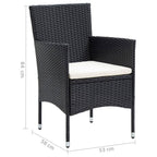 vidaXL Patio Dining Set 5 Piece with Cushions Garden Outdoor Terrace Balcony Dining Table and Chair Seat Seating Furniture Poly Rattan Black