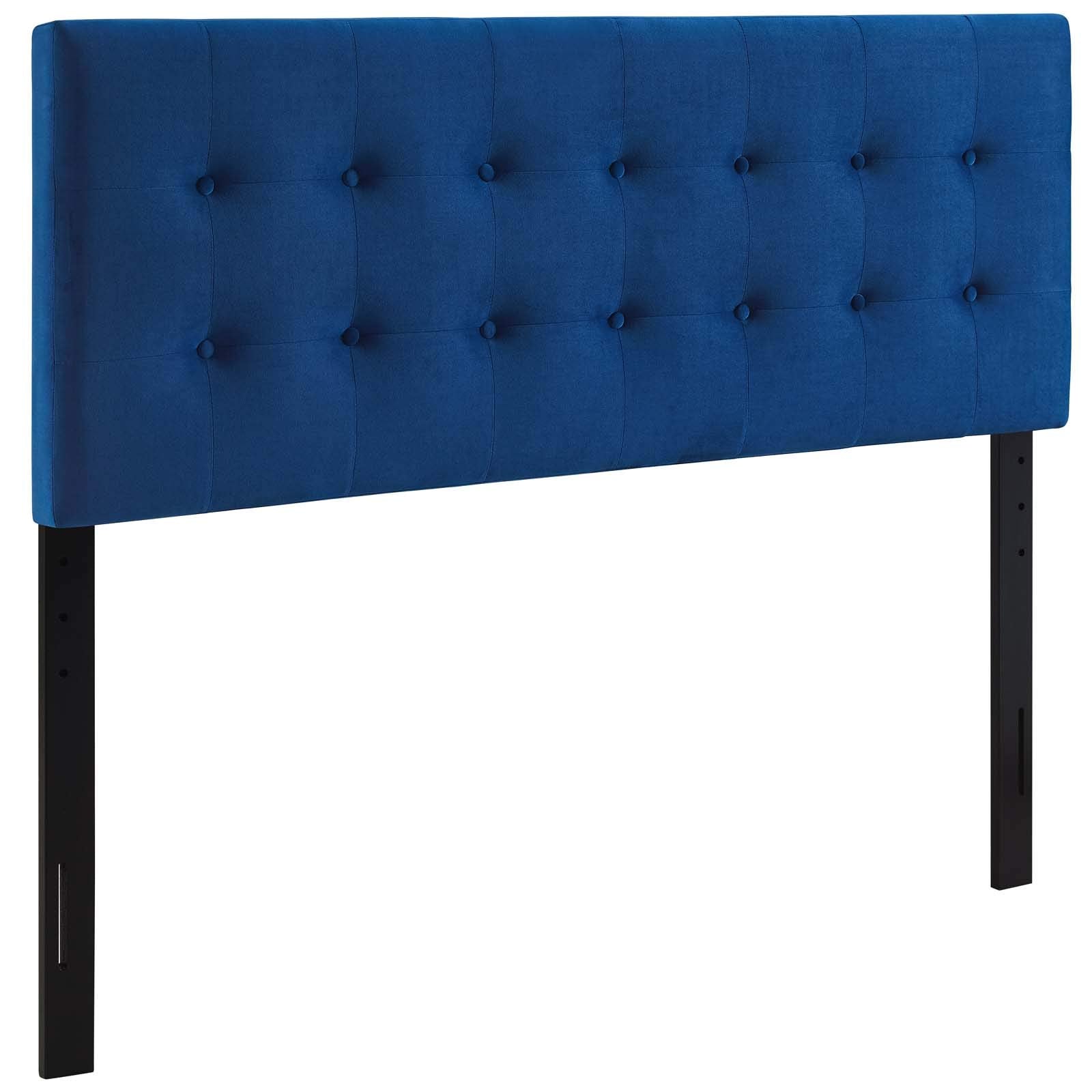 Modway Emily Queen Biscuit Tufted Performance Velvet Headboard, Navy