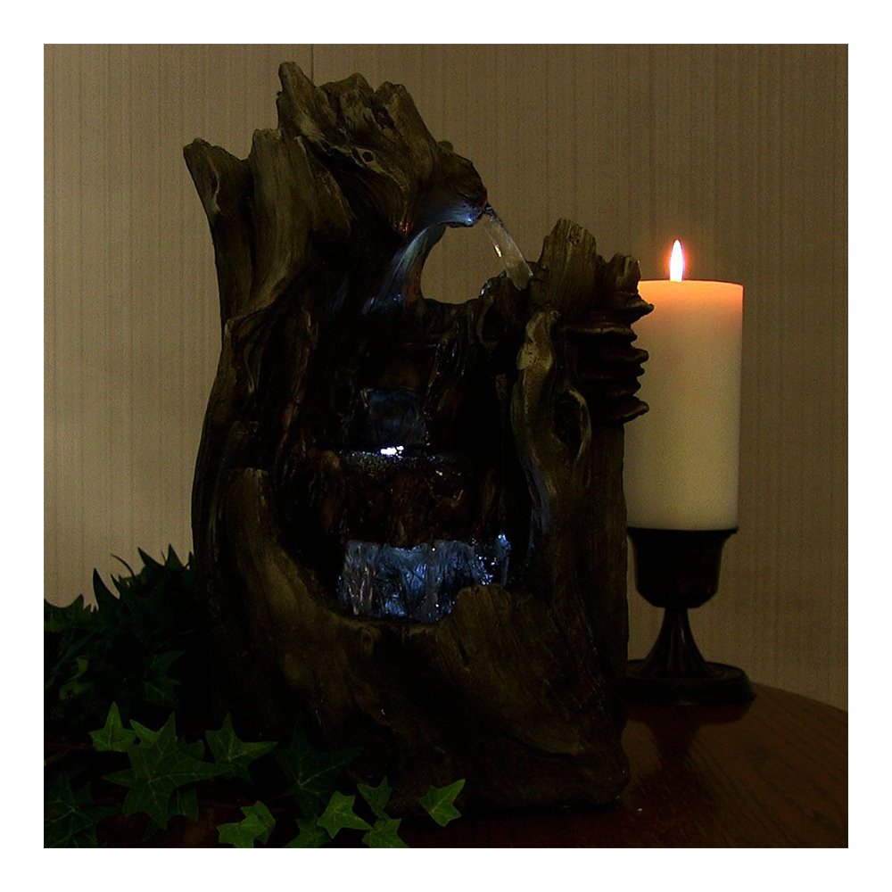 Sunnydaze Cascading Caves 14-Inch Indoor Tabletop Water Fountain With Led Lights - Electric Submersible Pump - Resin