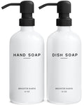 White Glass Hand and Dish Soap Dispenser Set by Brighter Barns - Kitchen Soap Dispenser & Stainless Steel Pump - Soap Dispenser 