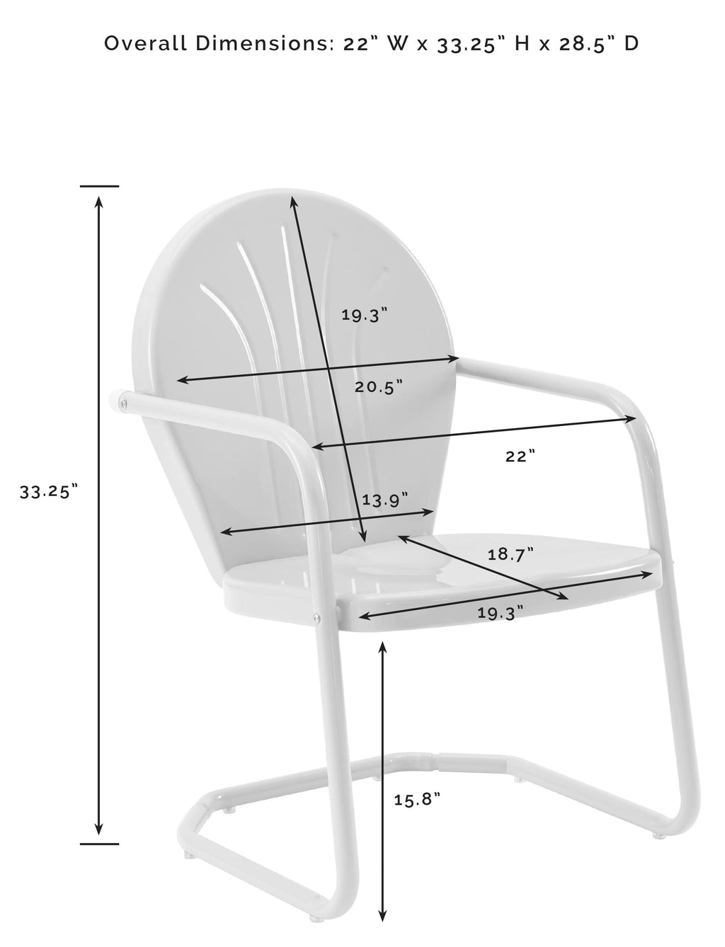 Crosley Furniture Griffith Outdoor Chair, Retro Metal Patio Chairs for Dining, Porch, Deck, Balcony, Grasshopper Green