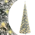 vidaXL Artificial Christmas Tree - Lifelike PVC Material with Flocked Snow Design - 8 Lighting Modes, Sturdy Metal Stand, 200 Warm White LEDs and USB Interface - Total Height 82.7"