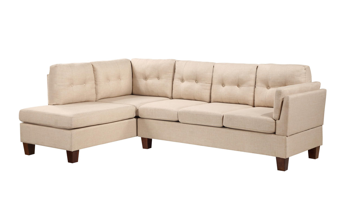 Dalia 97" W Khaki Linen Modern Sectional Sofa with Left Facing Chaise