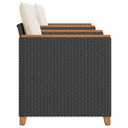 vidaXL 3-piece Bistro set with cushions poly rattan and acacia wood black