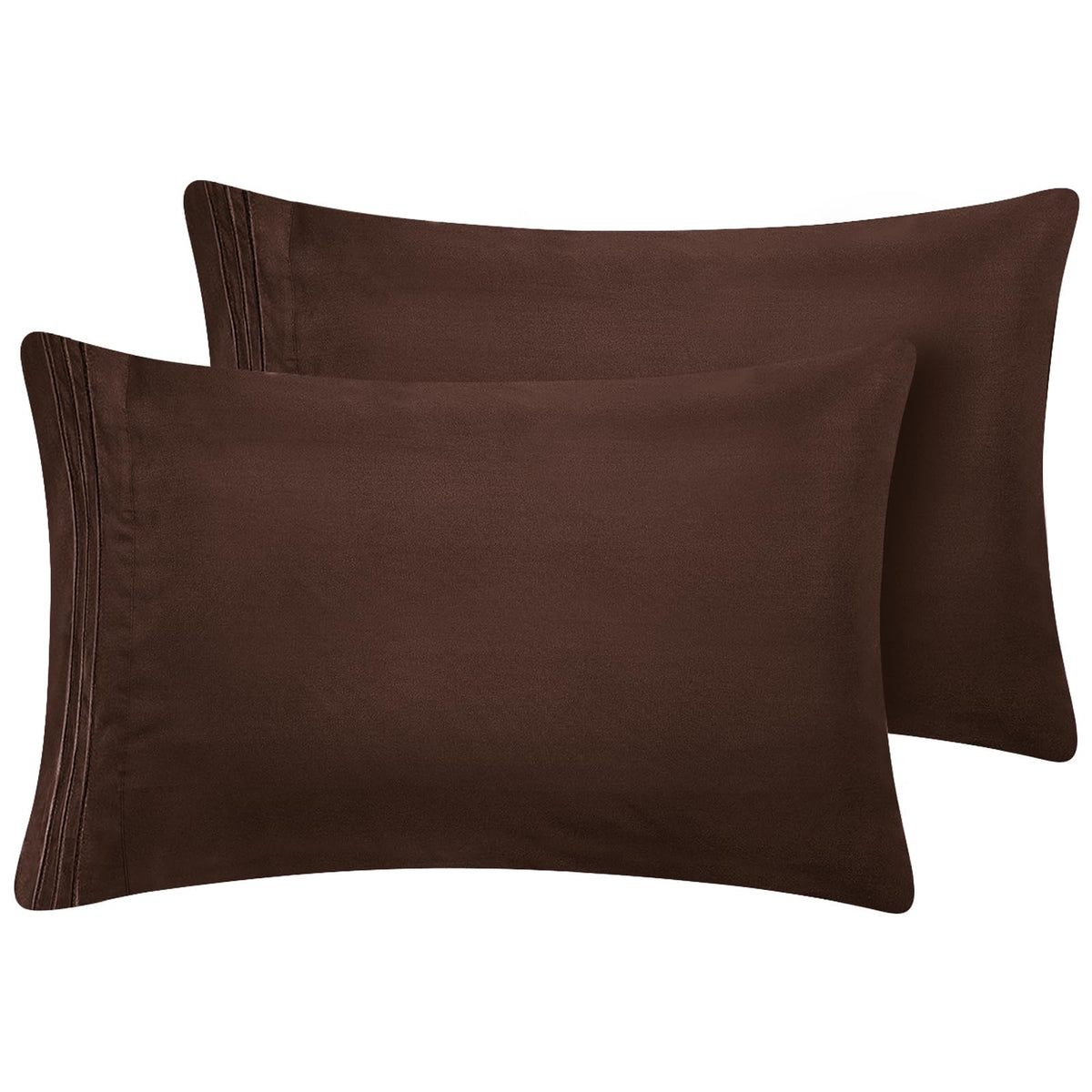 Cozylux Pillow Cases Queen Set Of 2 Luxury 1800 Series Double Brushed Microfiber Bed Pillow Cases Embroidered 2 Pack 20X30 Inches, Brown Pillow Covers With Envelope Closure