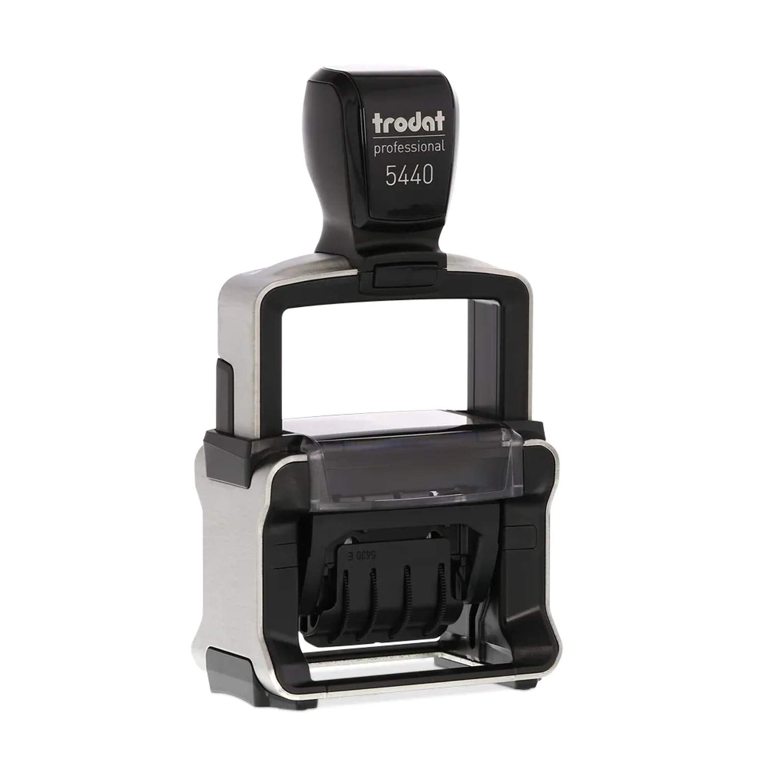 Trodat 5440/L Professional Self Inking Date Stamp With 4 English Phrase Options - Date Red, Text Blue, 81 X 46 X 155 Mm