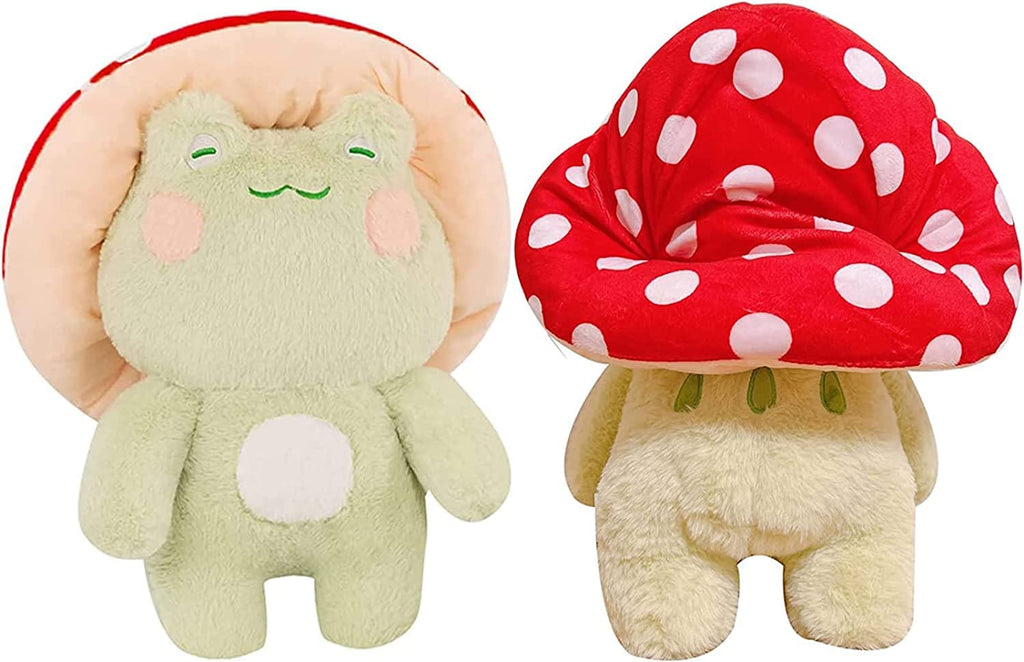 Frog Plushies Toys, 17' Cute Frog Pillow with Mushroom Hat Stuffed Animals, Kawaii Plushies Gift for Kids Girls Adults Valentin