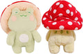 Frog Plushies Toys, 17' Cute Frog Pillow with Mushroom Hat Stuffed Animals, Kawaii Plushies Gift for Kids Girls Adults Valentin