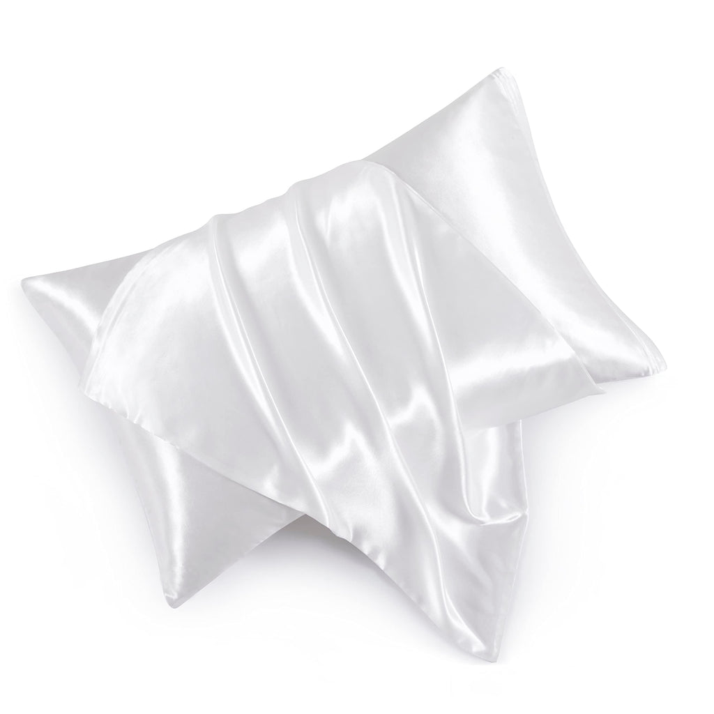 Hommxjf Satin Pillowcases With Zipper (20X30),Queen Size Pillowcases Set Of 2, White Silk Pillowcase For Hair And Skin