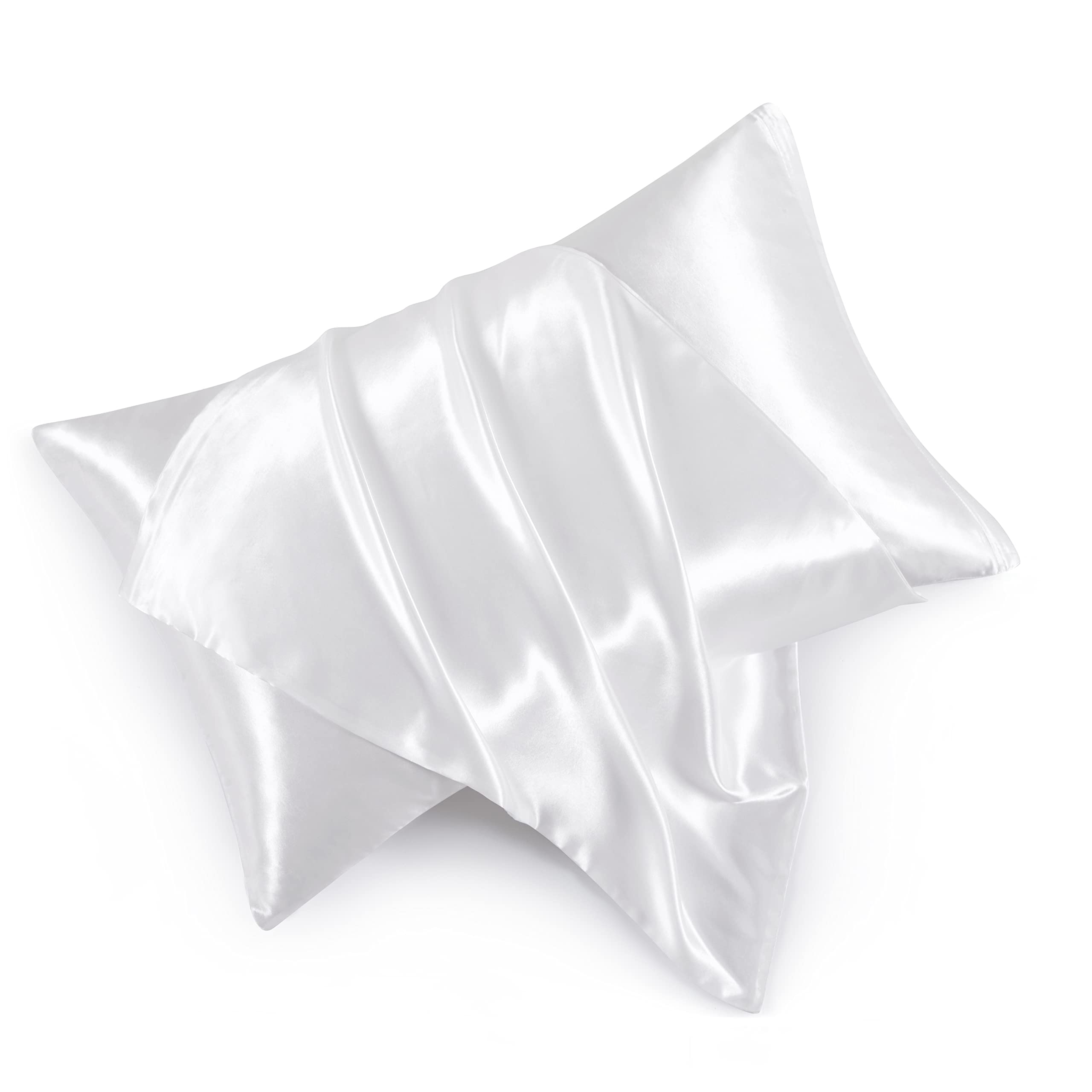 Hommxjf Satin Pillowcases With Zipper (20X30),Queen Size Pillowcases Set Of 2, White Silk Pillowcase For Hair And Skin
