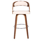 HomeRoots Cream Faux Leather Modern Walnut Wooden Bar Stool
