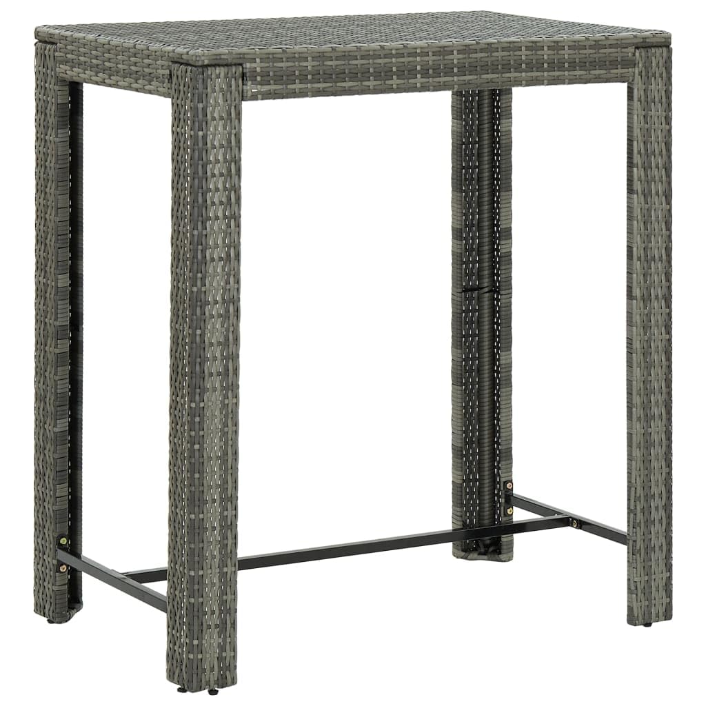 vidaXL Modern Patio Bar Table, Constructed with Durable Poly Rattan and Powder-Coated Steel Frame, Lightweight and Easily Movable, Ideal for Indoor and Outdoor Use, Gray'.