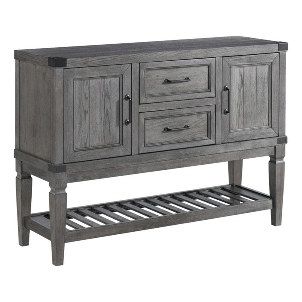 Intercon Foundry 54" Wide Server with 2 Cabinets, 2 Drawers, and Shelf, Brushed Pewter Sideboards