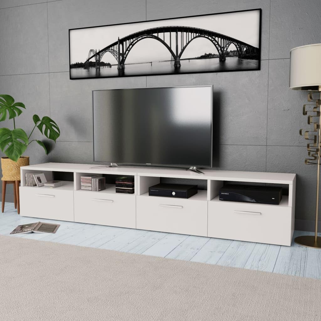 vidaXL TV Stand 2 Pcs, TV Unit for Living Room, Sideboard with Storage, TV Console Entertainment Center, Modern Style, Engineered Wood White