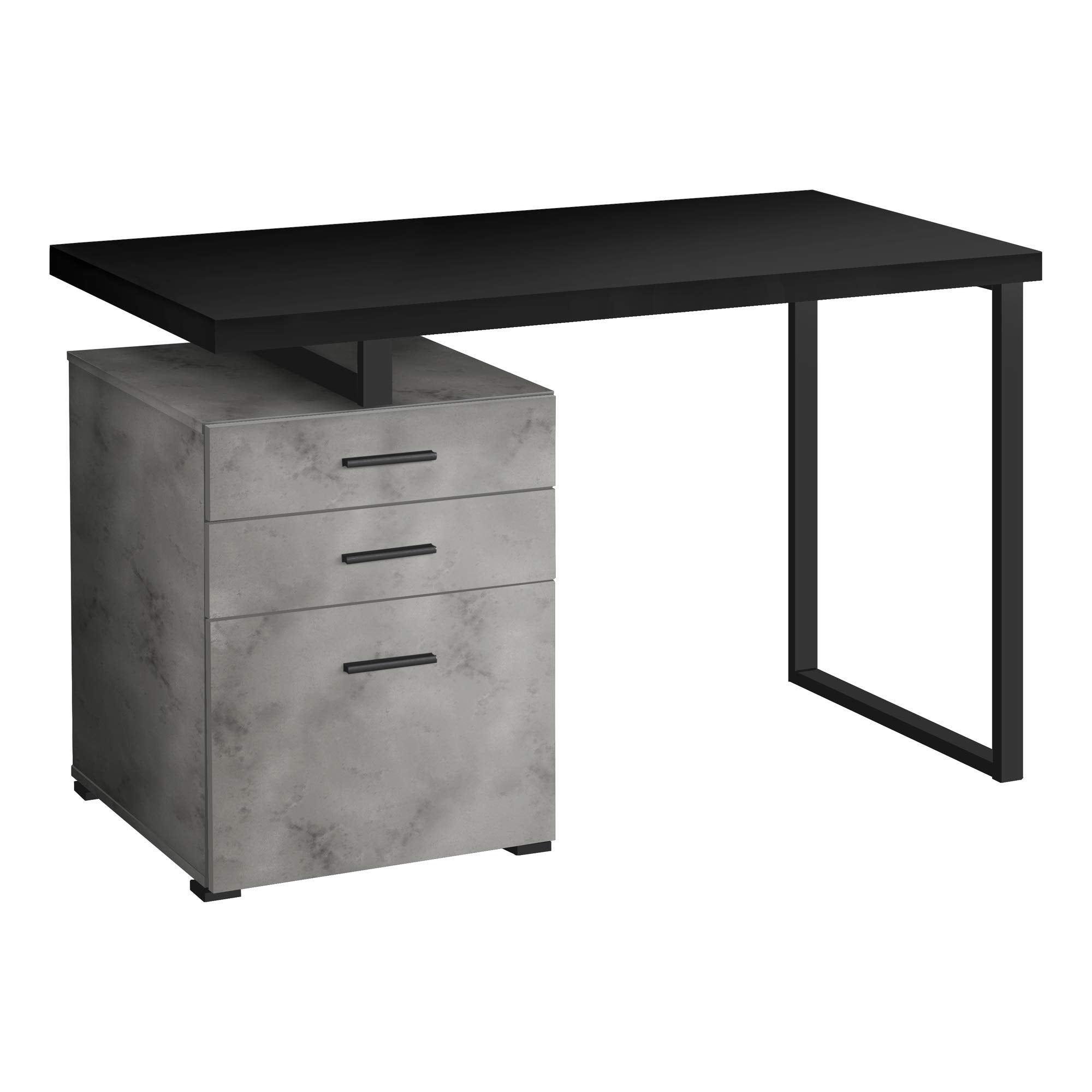 Monarch Specialties I 7647 Computer Desk, Home Office, Laptop, Left, Right Set-up, Storage Drawers, 48' L, Work, Metal, Laminate, Grey, Black, Contemporary