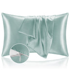 Bedelite Satin Pillowcase With Zipper 2 Pack, Haze Blue Pillow Cases Standard Size, Super Soft And Cooling Similar To Silk Pillo