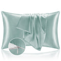 Bedelite Satin Pillowcase With Zipper, Haze Blue King Size Pillow Cases Set Of 2, Super Soft And Cooling Similar To Silk Pillow