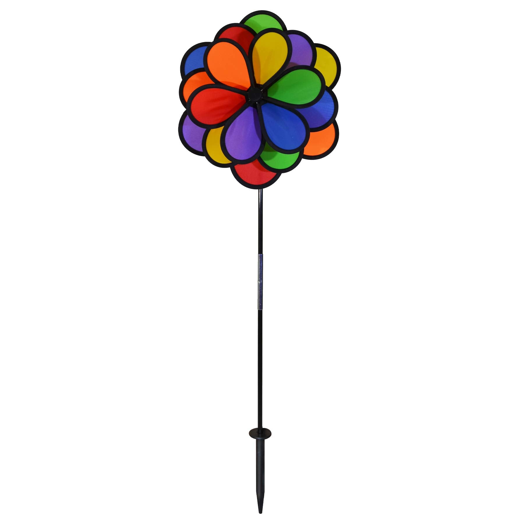 In The Breeze 2685 13.5 Inch Wind Colorful Spinner For Your Yard And Garden, 13.5' Rainbow Triple Flower