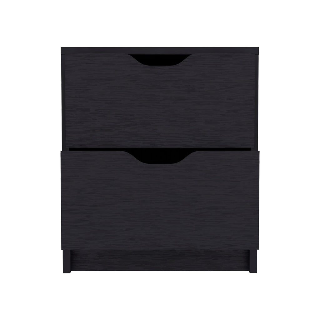 Double Drawer Nightstand 19" H, Bedside Table, Black