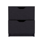 Double Drawer Nightstand 19" H, Bedside Table, Black
