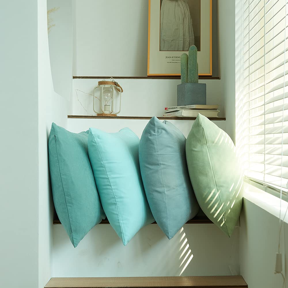 Wemeon Large Blue Decorative Pillow Covers 18X18In Set Of 4 Modern, Couch Pillows Solid Color Soft Decorative Square Throw Pillo