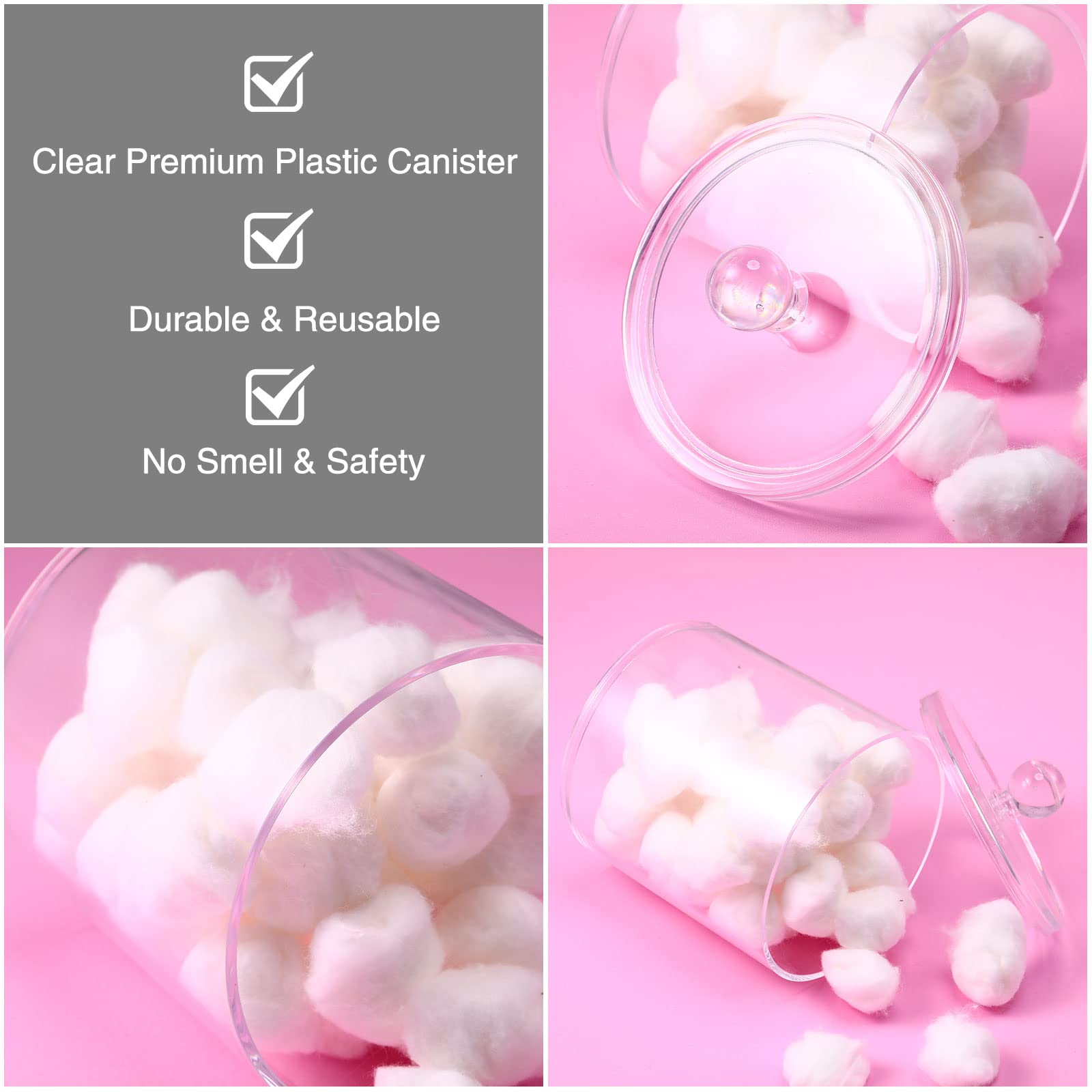 9 Pack Acrylic Holder Dispenser Plastic Apothecary Jars With Lids For Cotton Ball, 10/22/39 Oz Clear Plastic Storage Jars Floss