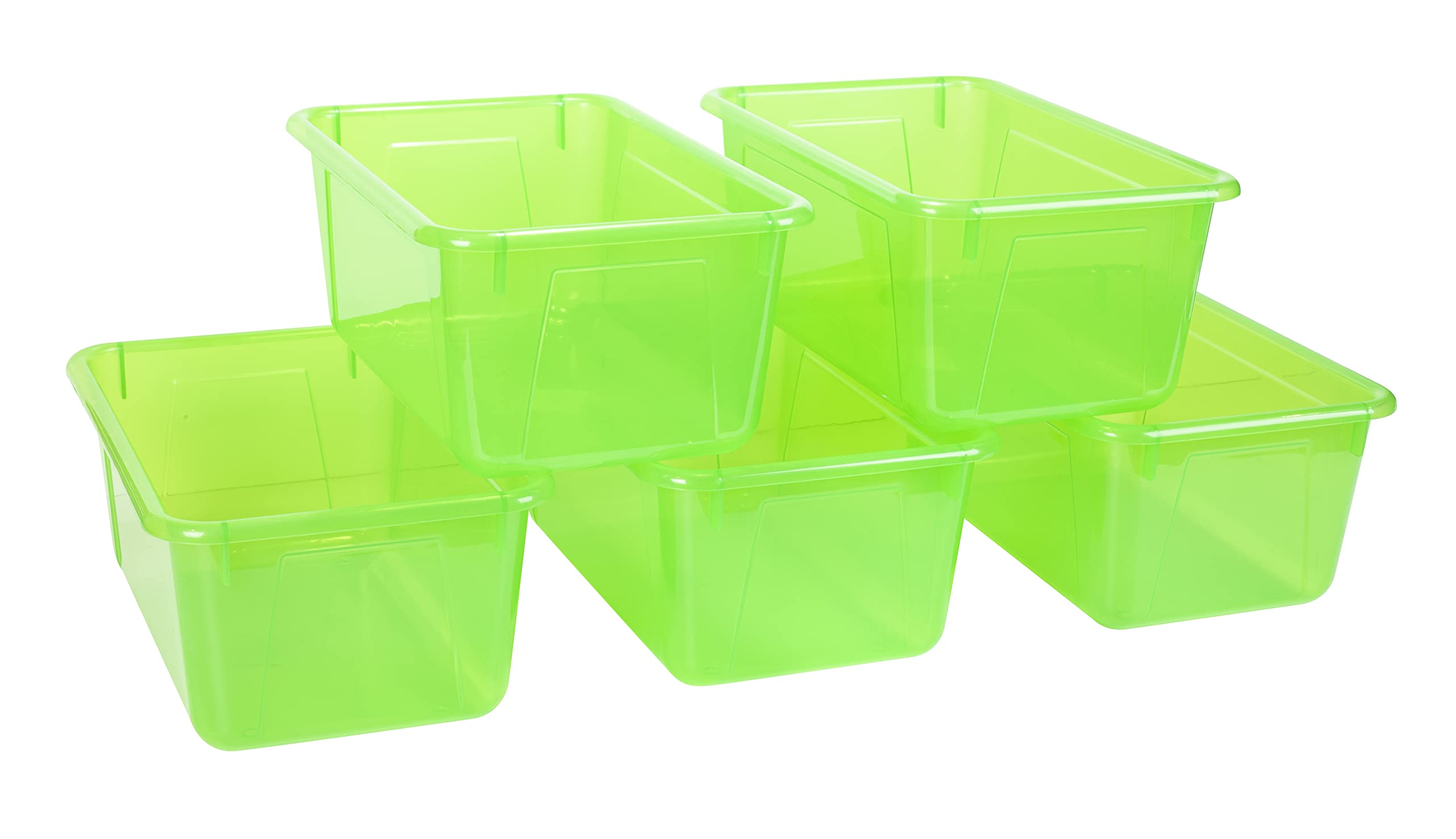 Storex Small Cubby Bin, 12.2 x 7.8 x 5.1 Inches, Candy Green, 5-Pack (62477U05C)
