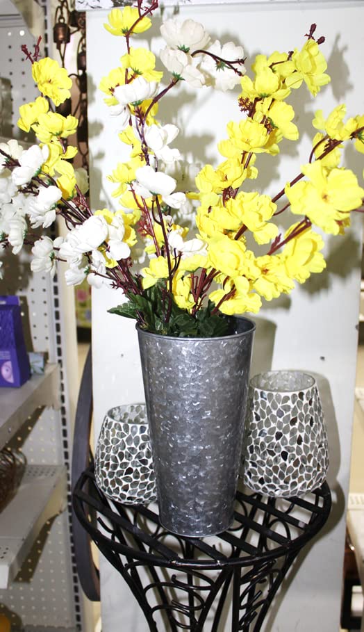 Hosley Enhance Your Decor With Set Of 3 Galvanized Vases/French Buckets - 9'' High Rustic Metal Flower Containers For Farmhouse