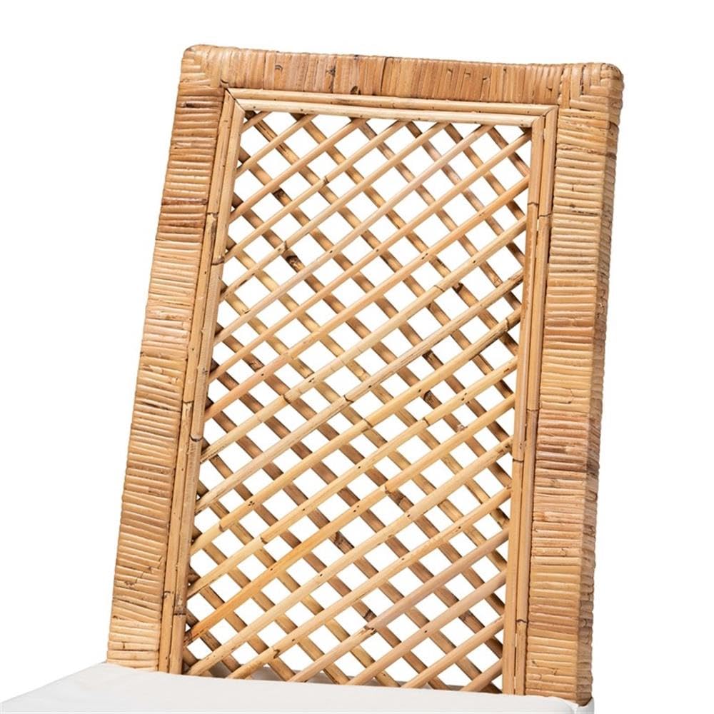 Baxton Studio Argos Modern Natural Brown Rattan 2-Piece Dining Chair Set