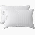 Martha Stewart Hotel Collection Medium Soft Feather Down Pillows 100% Cotton 500 Thread Count Damask Stripe Embroidered, King Si