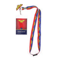 The Silver Buffalo Dc Comics Wonder Woman Uniform Logo Border Lanyard With Badge Holder And Charm