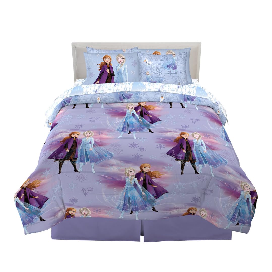 Franco Disney Frozen 2 Kids Bedding Super Soft Comforter And Sheet Set With Sham, 7 Piece Queen Size, (Official Licensed Product